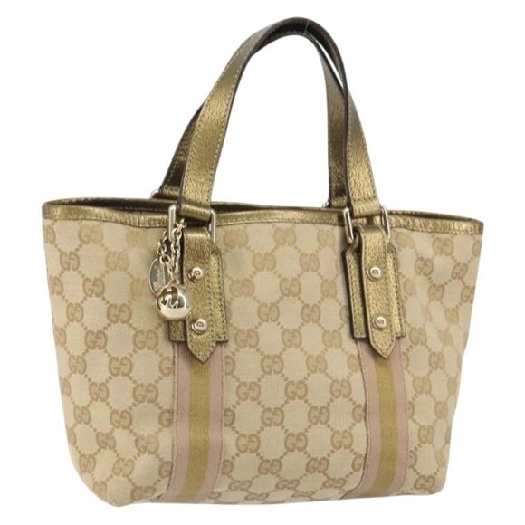 GUCCI GG Canvas Sherry Line Hand Bag Beige Gold 139261 Auth BA8631 - Picture 2 of 16
